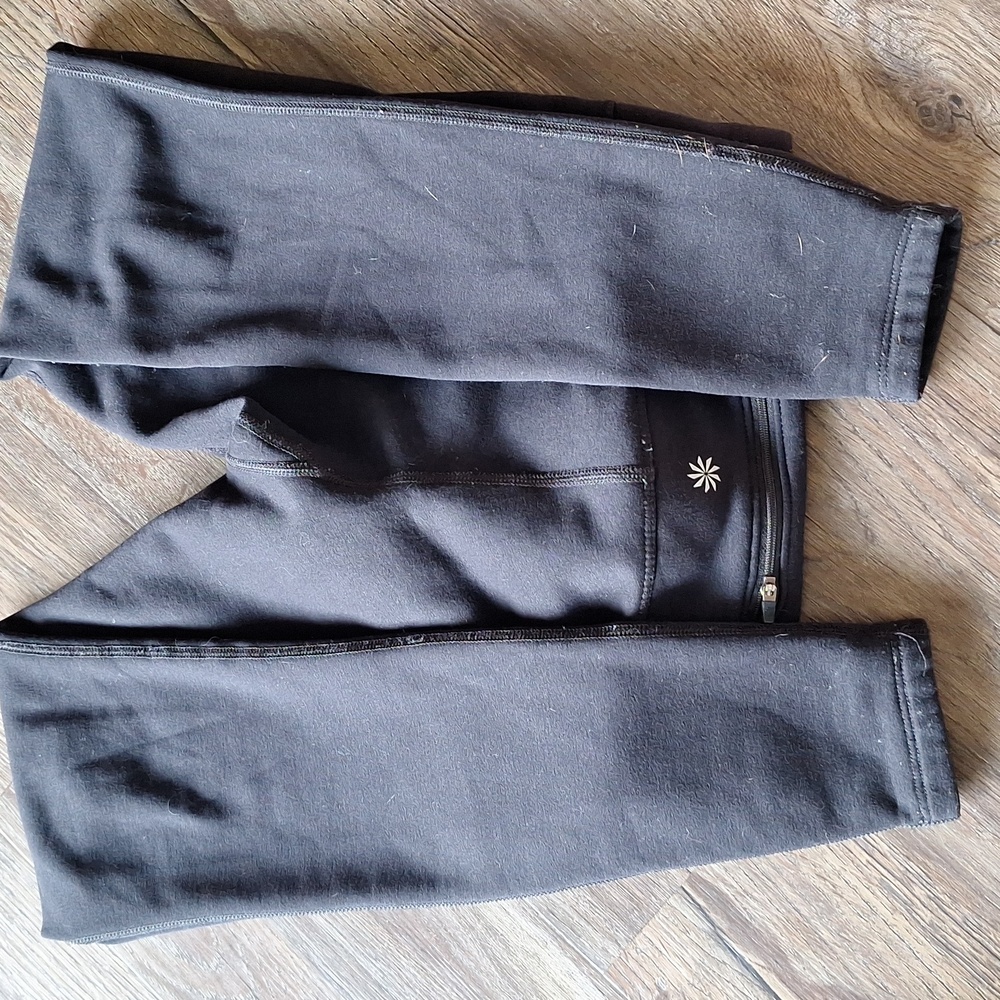 Athleta Black Fleece Lined Leggings Size Small - Picture 2 of 5